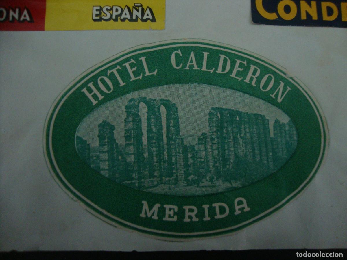 Etiquetas antiguas: ETIQUETA HOTEL CALDERON MERIDA PEGADA SOBRE PAPEL