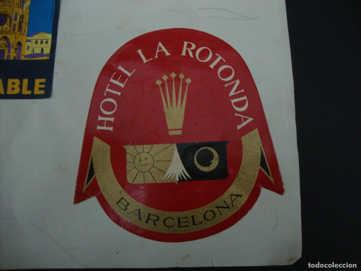 Etiquetas antiguas: ETIQUETA HOTEL LA ROTONDA BARCELONA PEGADA SOBRE PAPEL
