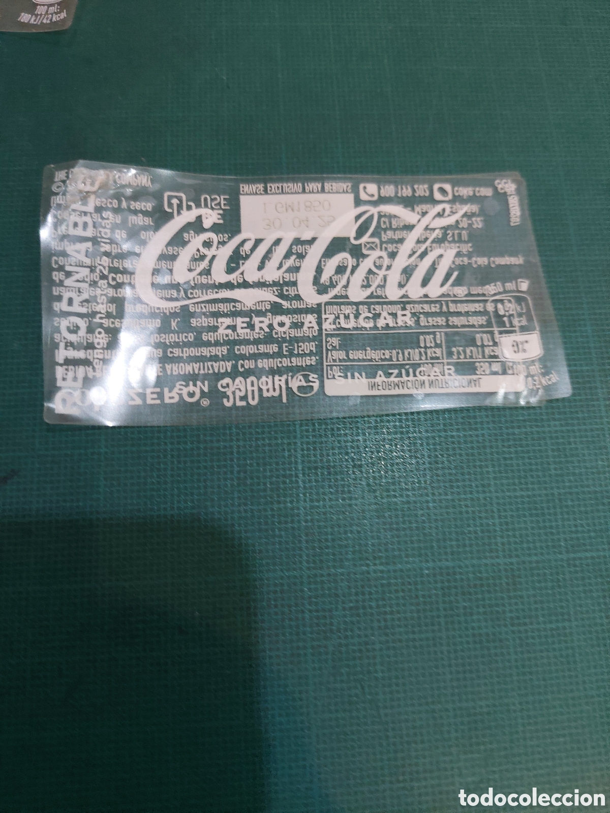 Etiquetas antiguas: Etiqueta Coca-Cola zero az&uacute;car 350 ml - Foto 1