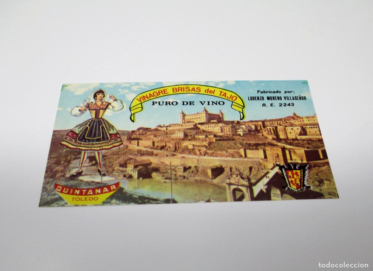 Etiquetas antiguas: Etiqueta de Vinagre Brisas del Tajo Puro de Vino - Mide 9,3 x 5 cm.