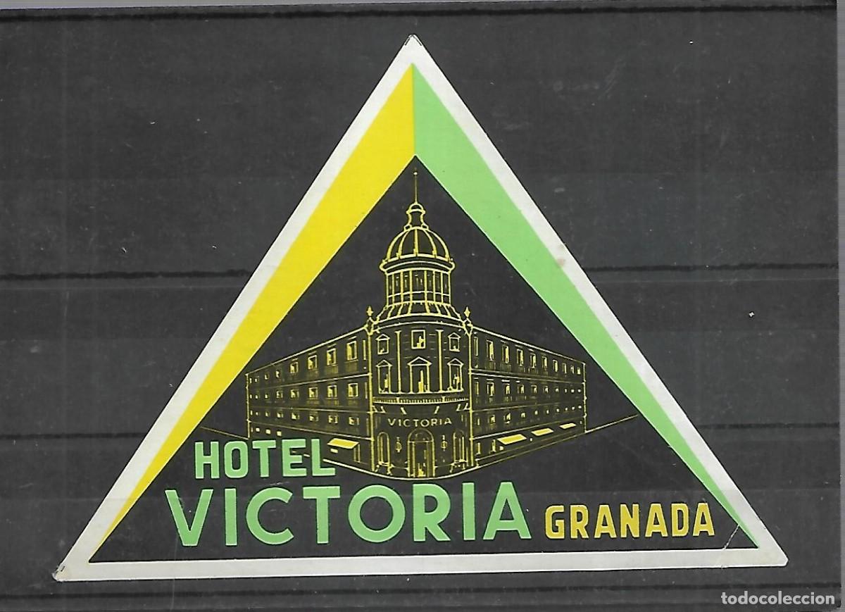Etiquetas antiguas: M33- ANTIGUA ETIQUETA - HOTEL VICTORIA, GRANADA. CON GOMA