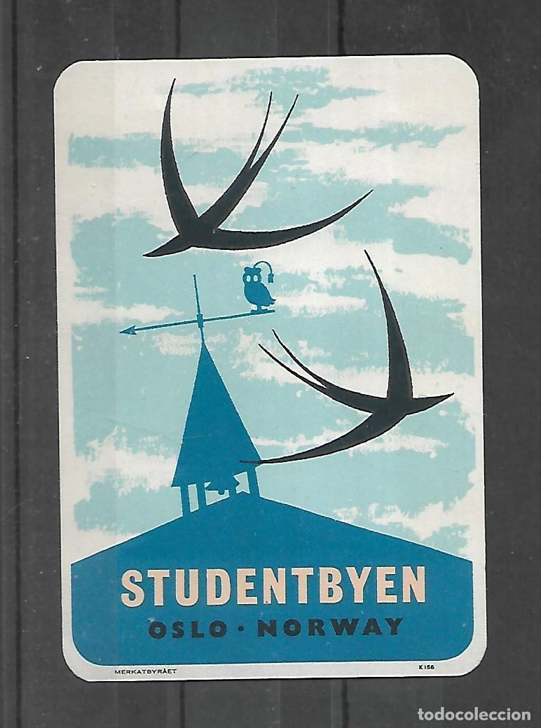 Etiquetas antiguas: M33- ANTIGUA ETIQUETA - HOTEL STUDENTBYEN -OSLO- NORUEGA CON GOMA
