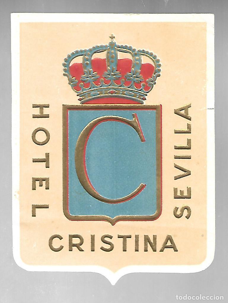 Etiquetas antiguas: ETIQUETA HOTEL CRISTINA SEVILLA. EN RELIEVE.