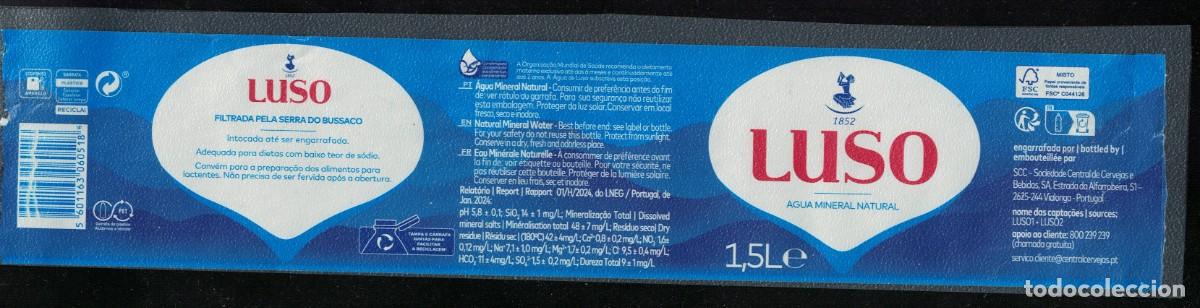 Alte Etiketten: Portugal Etiquette Water Label Eau Min&eacute;rale Naturelle Luso filtr&eacute;e par la Serra do Bussaco