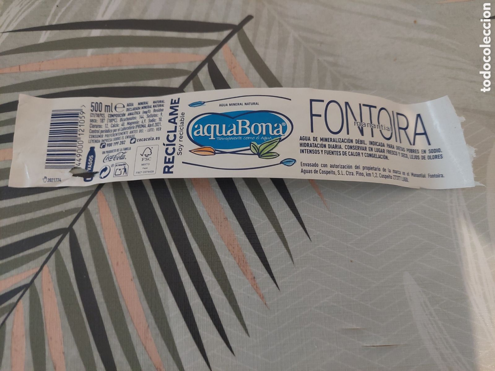 Etichette antiche: 0500 ml etiqueta FONTOIRA agua bona cospeito lugo Galicia