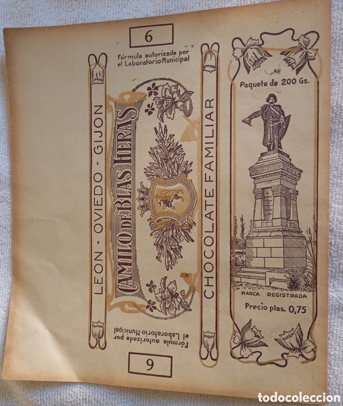 Old Labels: etiqueta publicidad muy antigua chocolates Camilo de Blas Eras Le&oacute;n Oviedo Gijon