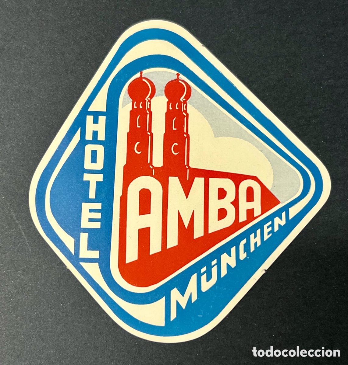 Etiquetas antiguas: ETIQUETA HOTEL AMBA M&Uuml;NCHEN M&Uacute;NICH ALEMANIA VINTAGE LUGGAGE LABEL.