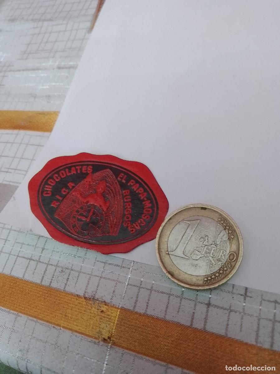Old Labels: Etiqueta a&ntilde;os 40,50, chocolates,el pap&aacute; Burgos,,de una vieja imprenta