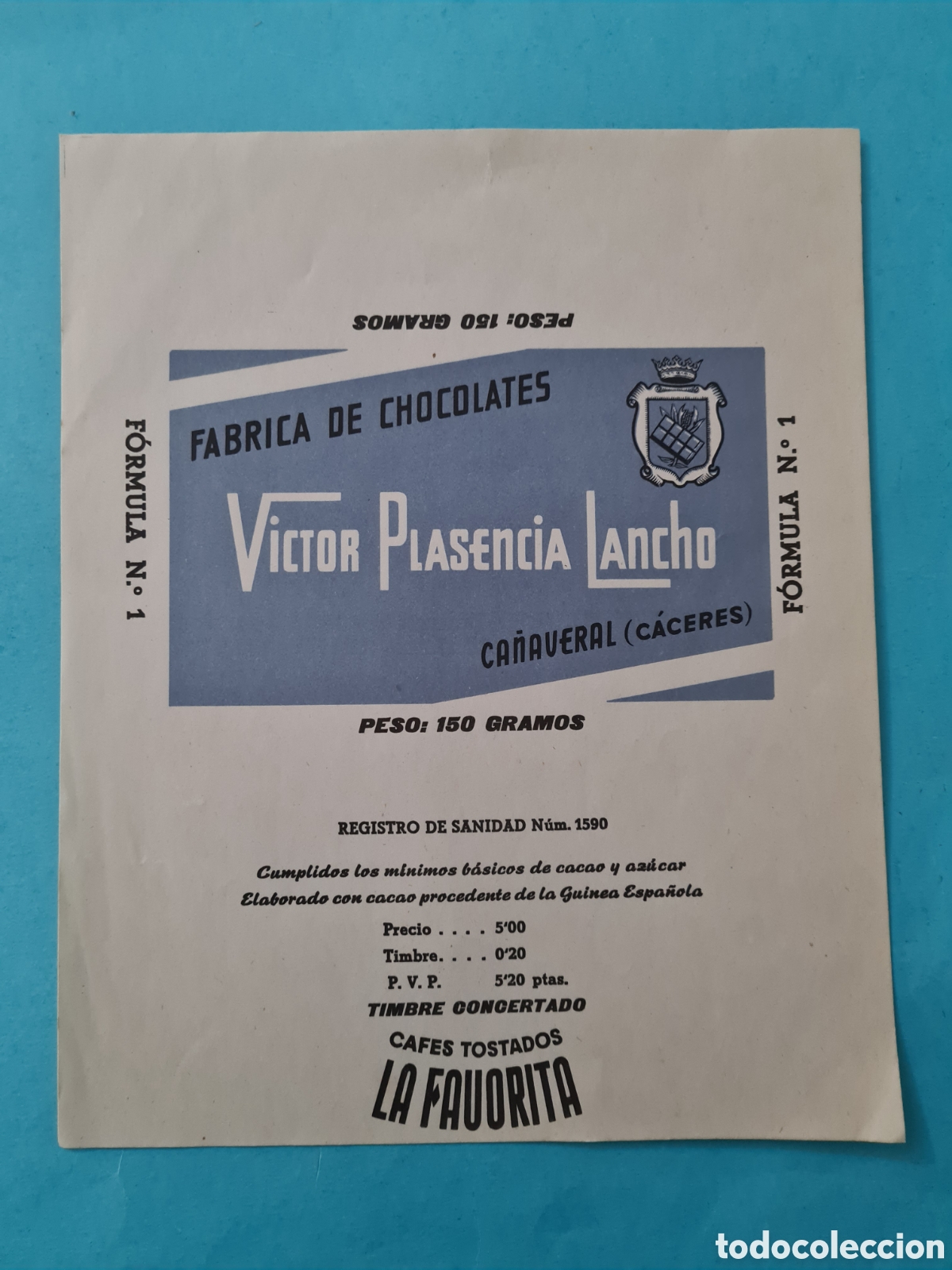 Etichette antiche: CA&Ntilde;AVERAL CACERES - CHOCOLATES VICTOR PLASENCIA LANCHO - FUNDA ENVOLTORIO COMPLETA