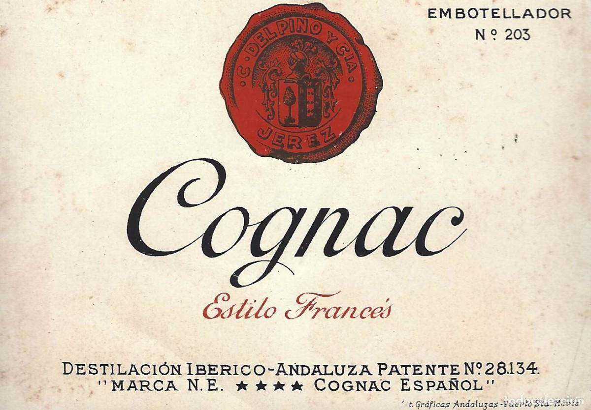 Etiquetas antiguas: E73 BODEGAS CAYETANO DEL PINO Y CIA.-COGNAC - Foto 1
