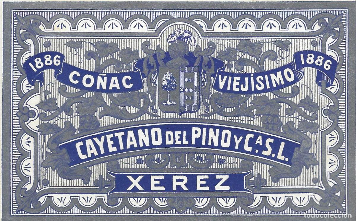 Etiquetas antiguas: E75 BODEGAS CAYETANO DEL PINO Y CIA.-COGNAC - Foto 1