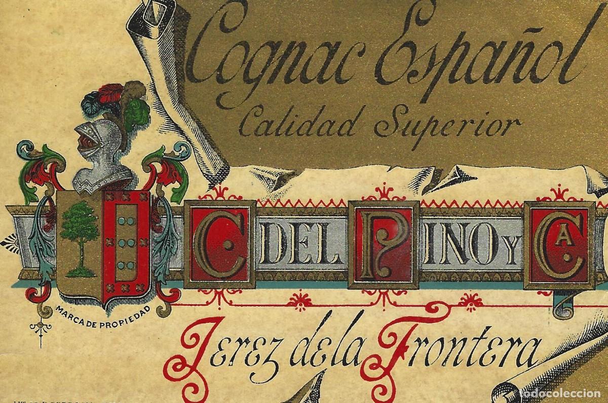 Etiquetas antiguas: E76 BODEGAS CAYETANO DEL PINO Y CIA.-COGNAC - Foto 1