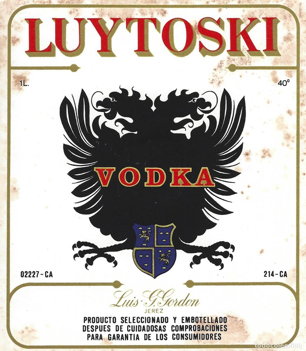Etiquetas antiguas: E123 BODEGAS D. G. GORDON-VODKA LUYTOSKI-1L-40% - Foto 1