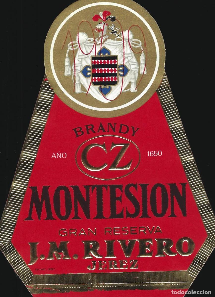 Etiquetas antiguas: E1936 BODEGAS J. M. RIVERO-BRANDY MONTESION - Foto 1