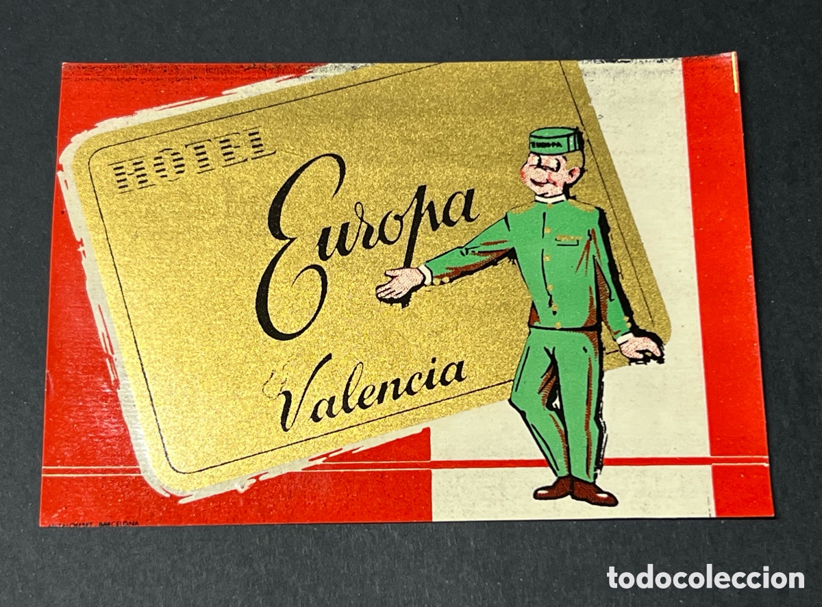 Etiquetas antiguas: ETIQUETA HOTEL EUROPA VALENCIA VINTAGE LUGGAGE LABEL