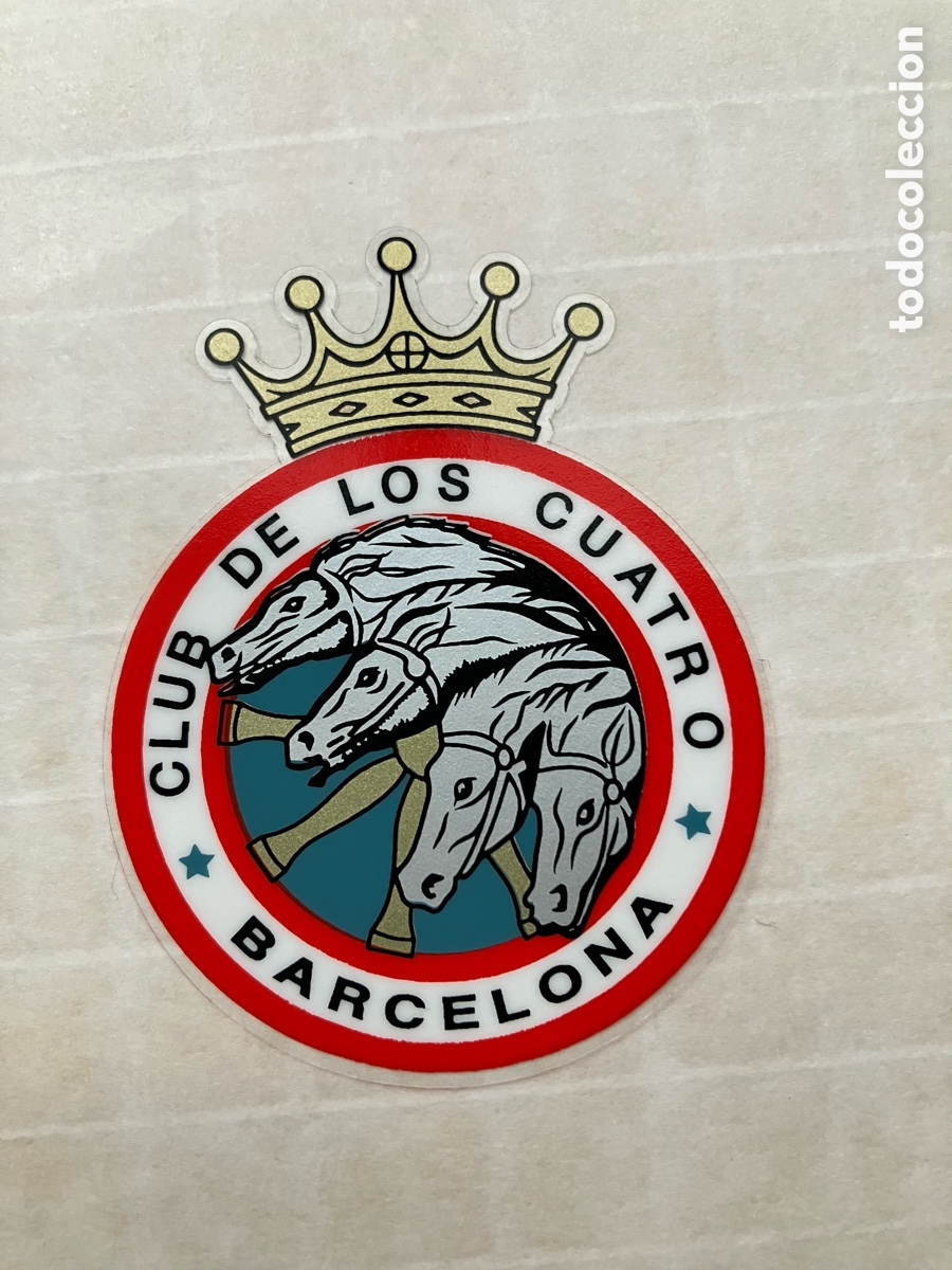 Etiquetas antiguas: Club de los cuatro Barcelona RENAULT 4 CV pegatina