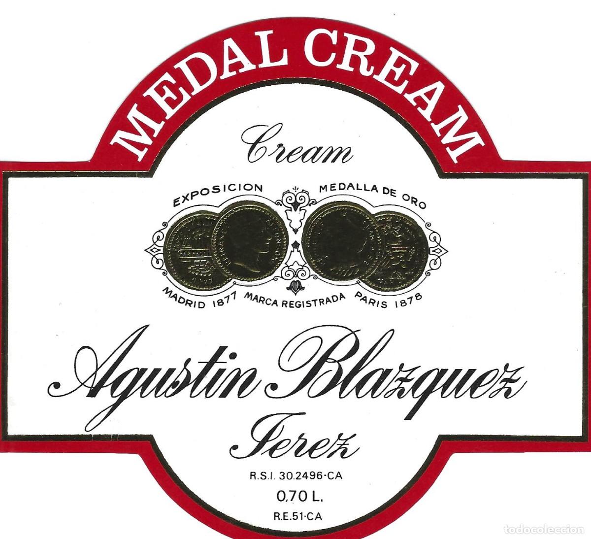 Etiquetas antiguas: E250 BODEGAS AGUSTIN BLAZQUEZ-CREAM-0.70L - Foto 1