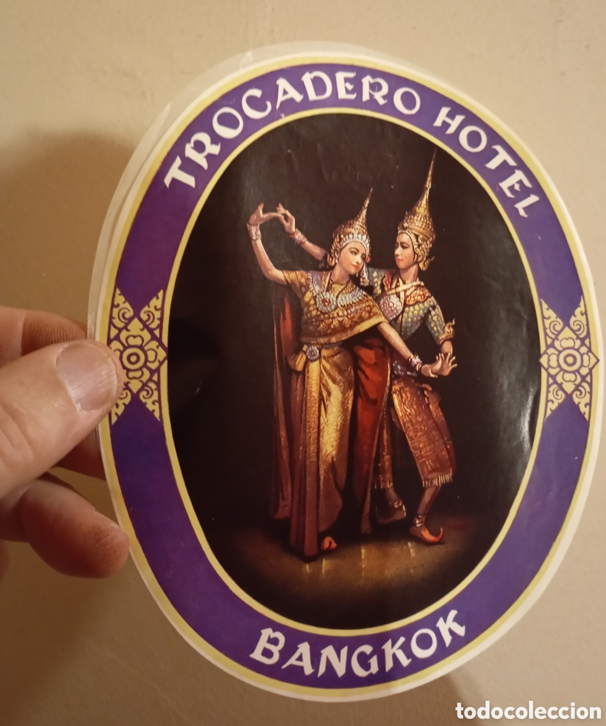 Etiquetas antiguas: Trocadero Hotel antigua etiqueta publicidad Bangkok