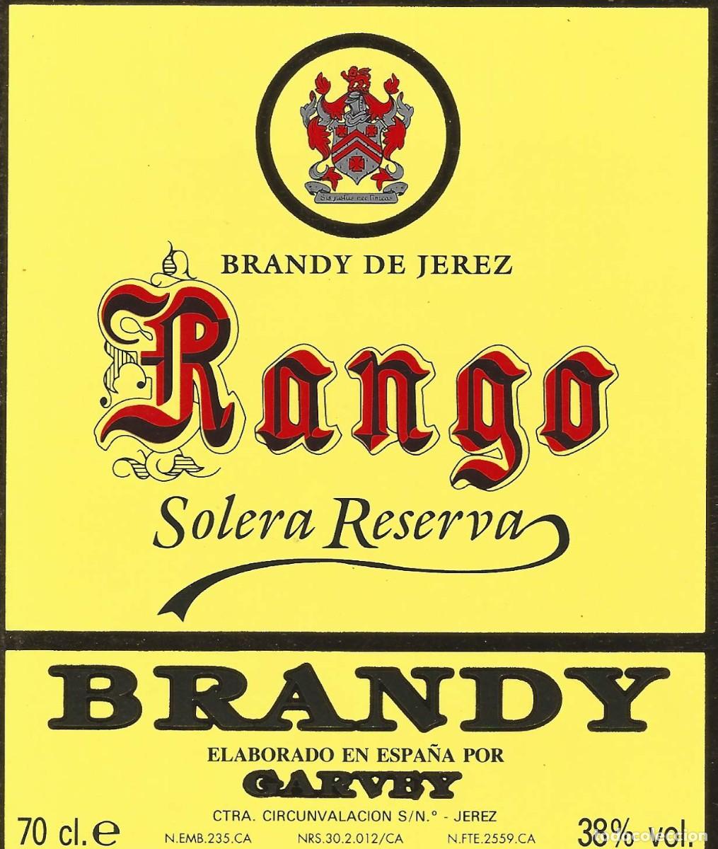 Etiquetas antiguas: E260 BODEGAS GARVEY-SOLERA RANGO-0.70L-38% - Foto 1