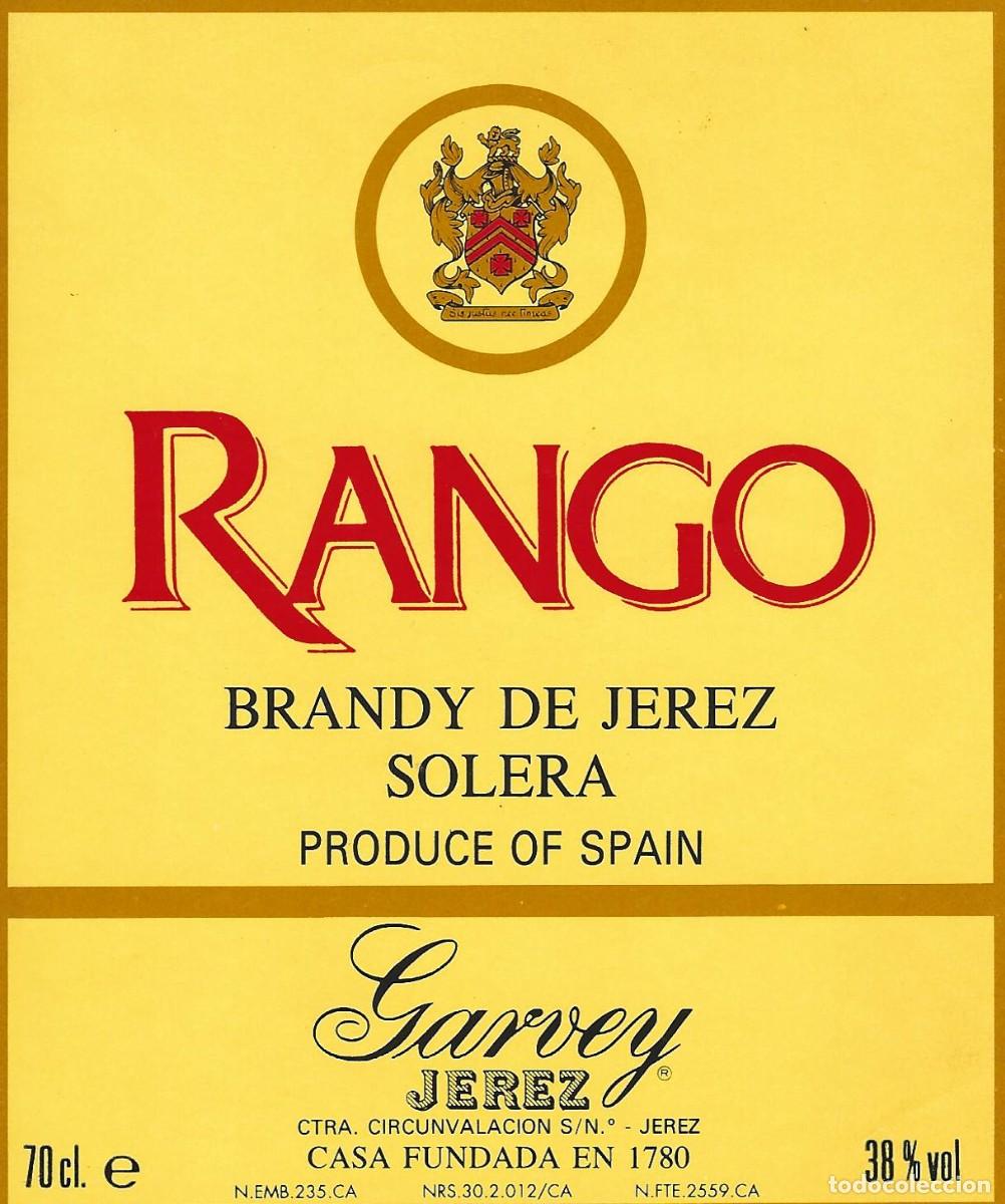 Etiquetas antiguas: E261 BODEGAS GARVEY-SOLERA RANGO-0.70L-38% - Foto 1