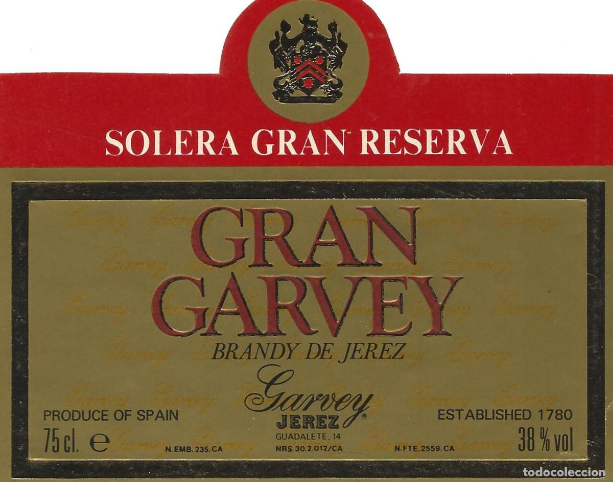 Etiquetas antiguas: E262 BODEGAS GARVEY-BRANDY GRAN GARVEY-0.75L-38% - Foto 1