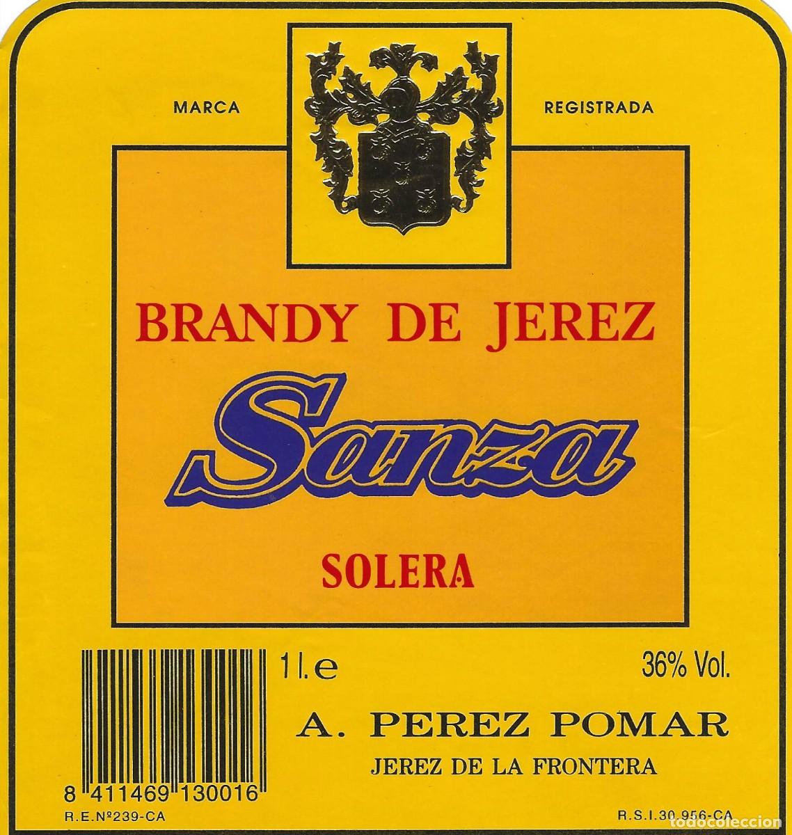 Etiquetas antiguas: E270 BODEGAS A. PEREZ POMAR-BRANDY SANZA-1L-36% - Foto 1