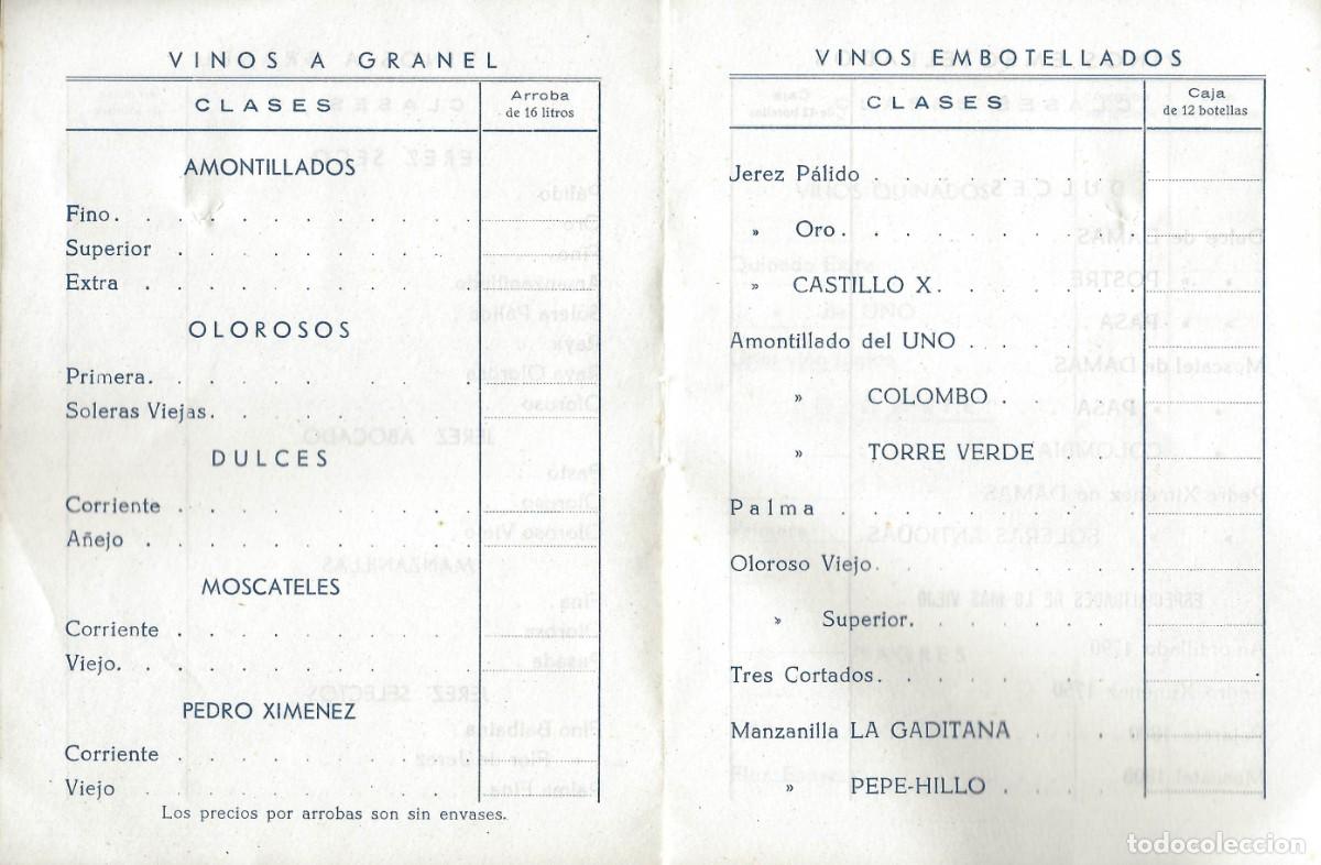 Etiquetas antiguas: E2260 BODEGAS MANUEL DE ARGUESO-LISTA DE PRECIOS - Foto 3