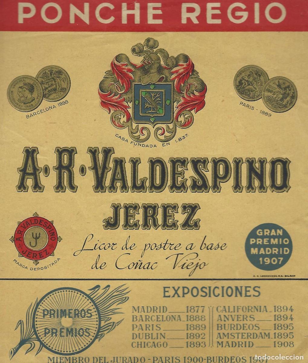 Etiquetas antiguas: E1988 BODEGAS A. R. VALDESPINO-PONCHE - Foto 1