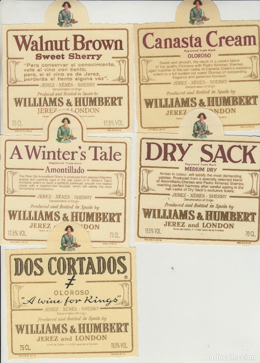 Alte Etiketten: WILLIAMS & HUMBERT .JEREZ. LOTE DE 5 . ETIQUETA DE VINO ref 132