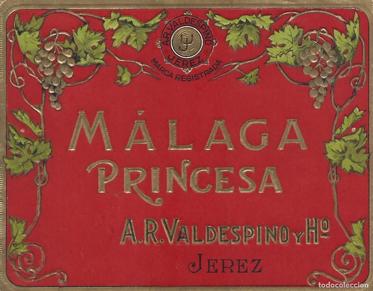 Etiquetas antiguas: E509 BODEGAS A. R. VALDESPINO-MALAGA PRINCESA - Foto 1