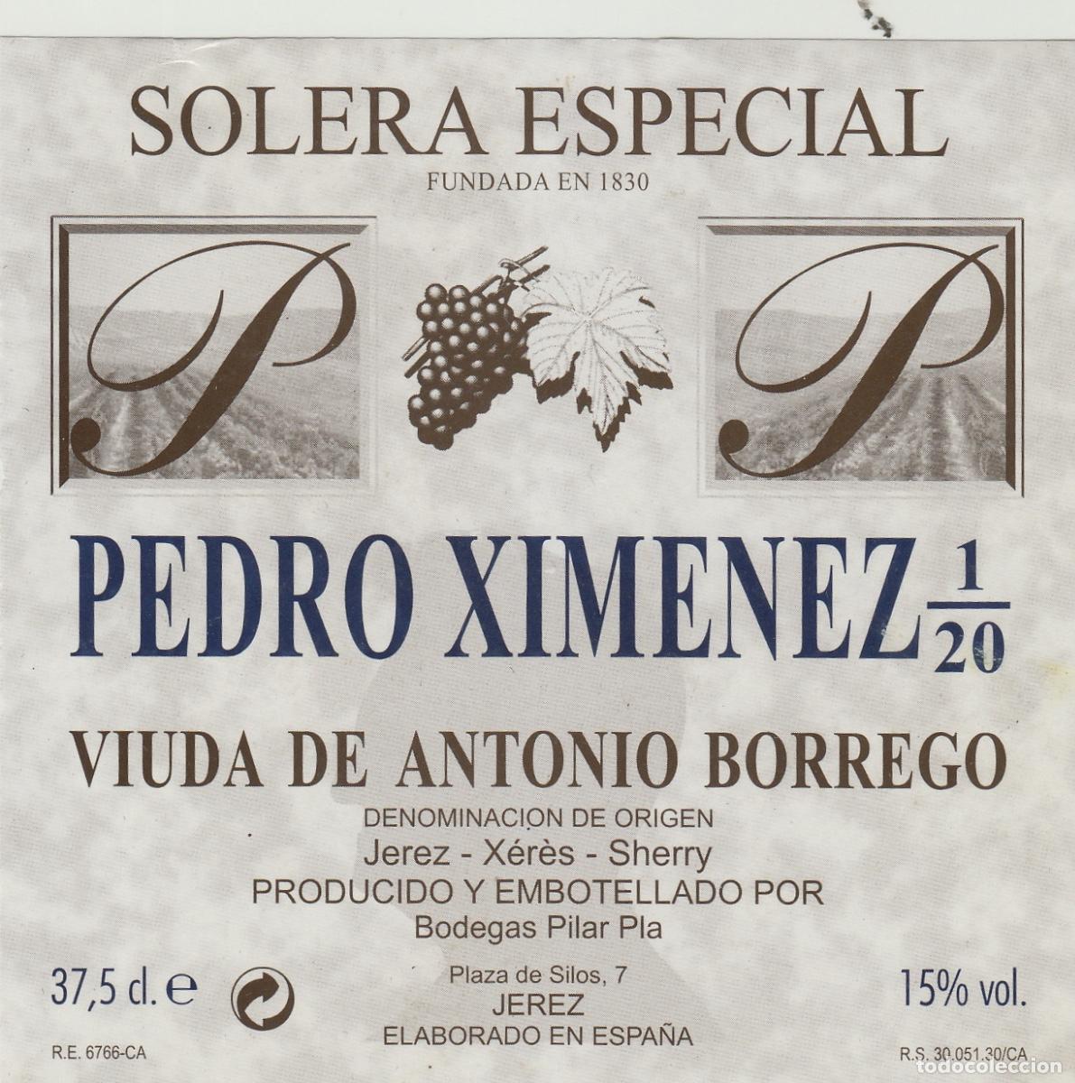 Etichette antiche: VIUDA DE ANTONIO BORREGO , JEREZ SOLERA ESPECIAL ,ETIQUETA DE VINO ref 274