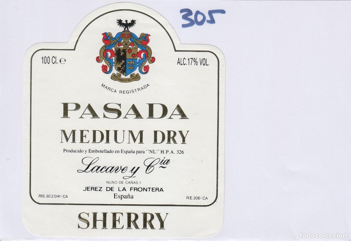 Old Labels: LACAVE , JEREZ , PASADA , . ETIQUETA DE VINO ref 305