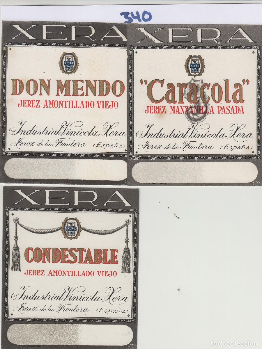 Old Labels: XERA , JEREZ . DON MENDO , MANZANILLA CARACOLA , CONDESTABLE . . ETIQUETA DE VINO ref 340