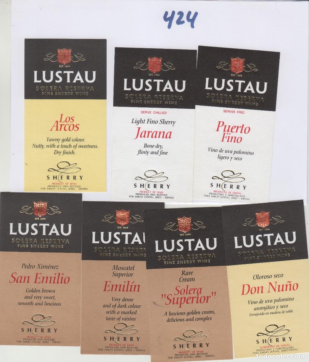 Alte Etiketten: LUSTAU , JEREZ . lote foto . ETIQUETA DE VINO ref 424