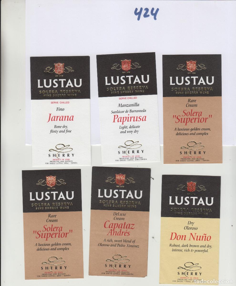 Alte Etiketten: LUSTAU , JEREZ . lote foto . ETIQUETA DE VINO ref 424