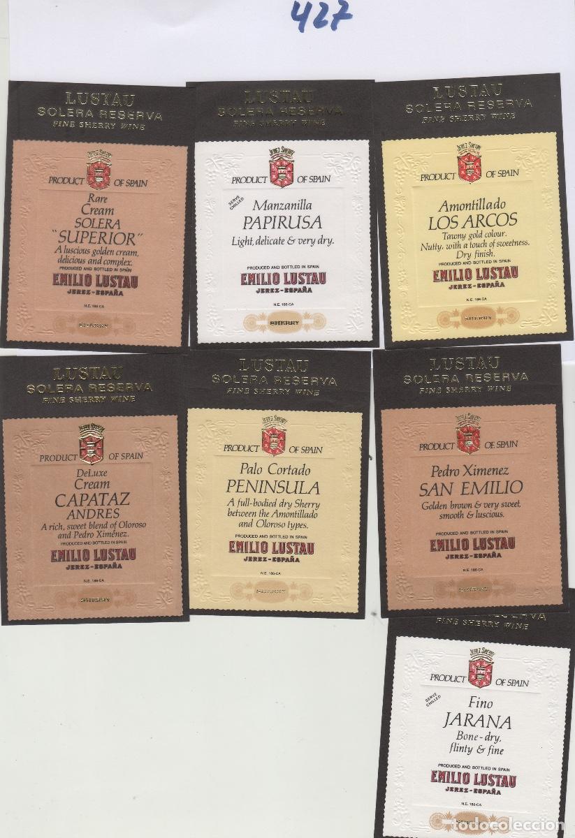 Alte Etiketten: EMILIO LUSTAU , JEREZ . lote foto , . ETIQUETA DE VINO ref 427