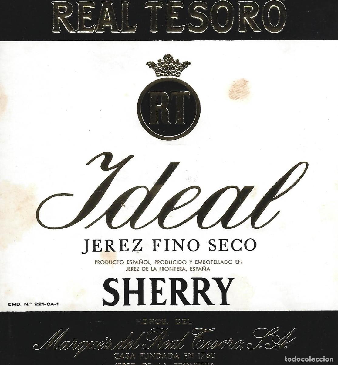Etiquetas antiguas: E526 BODEGAS MARQUES DEL REAL TESORO-JEREZ IDEAL - Foto 1