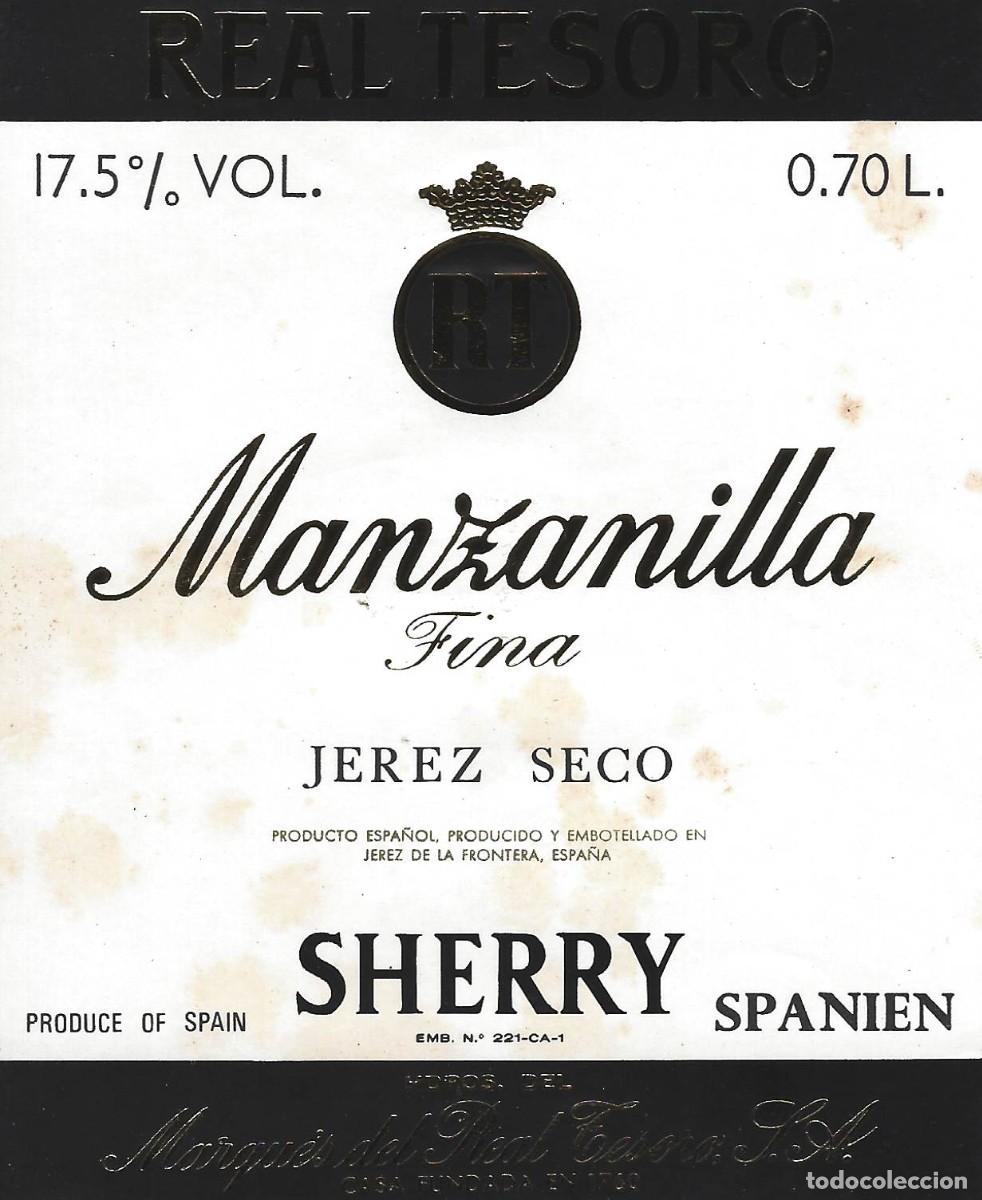 Etiquetas antiguas: E533 BODEGAS MARQUES DEL REAL TESORO-MANZANILLA RT - Foto 1
