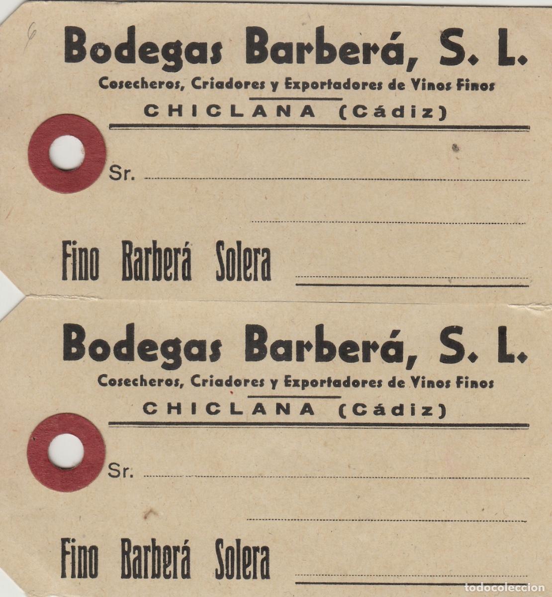 Alte Etiketten: BODEGAS BARBERA ,CHICLANA C&aacute;diz - FINO SOLERA - ETIQUETA DE VINO ENVIO ,MERCANCIA ref. EM3