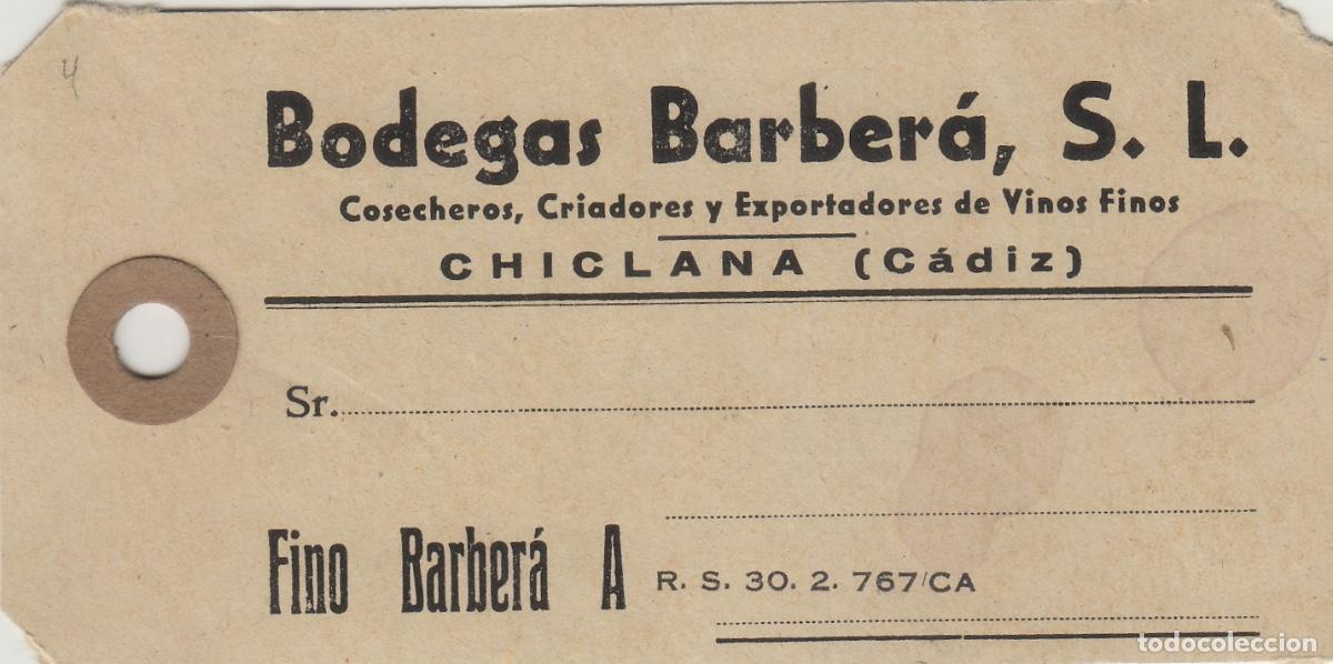 Old Labels: BODEGAS BARBERA ,CHICLANA C&aacute;diz - FINO A - ETIQUETA DE VINO ENVIO ,MERCANCIA ref. EM3