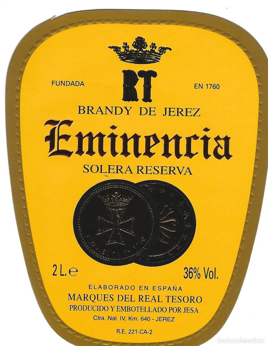 Etiquetas antiguas: E574 BODEGAS MARQUES DEL REAL-SOLERA EMINENCIA-2L-36% - Foto 1