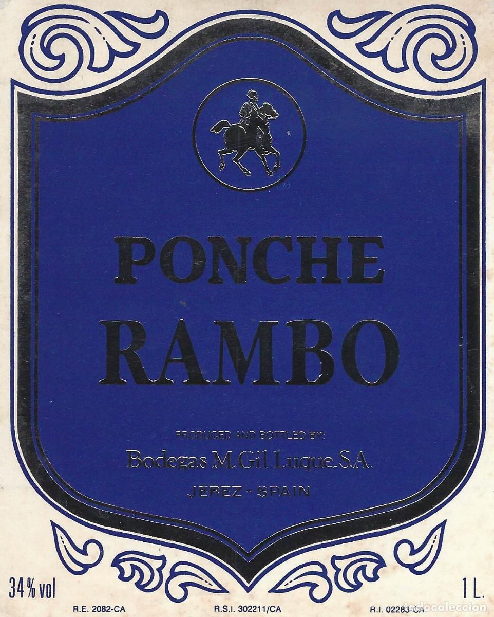 Etiquetas antiguas: E599 BODEGAS M. GIL LUQUE-PONCHE RAMBO-1L-34% - Foto 1