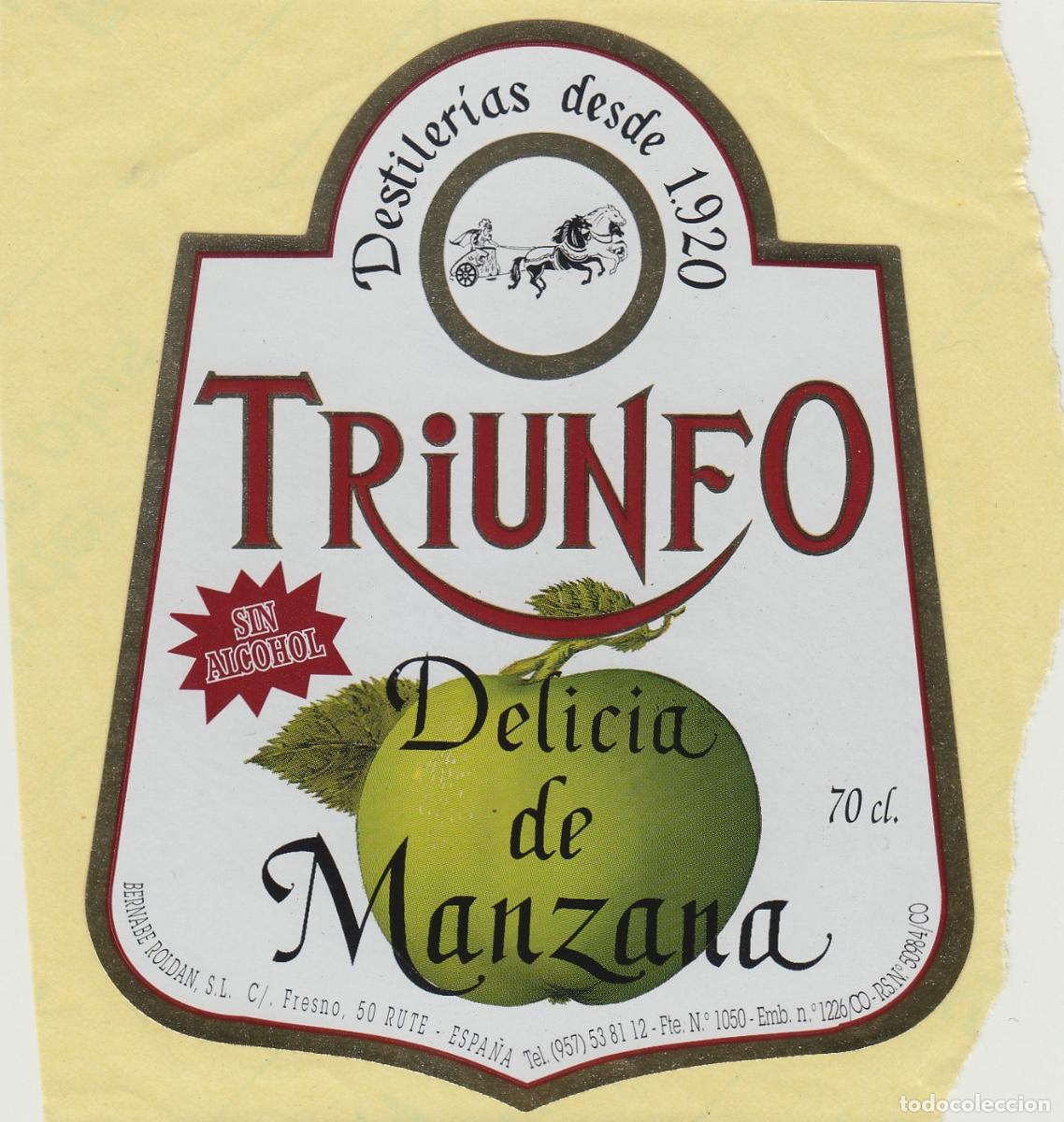 &Eacute;tiquettes anciennes: BERNABE ROLDAN , RUTE ( C&oacute;rdoba ) TRIUNFO , DELICIA MANZANA LICOR . ETIQUETA VINO ref 33