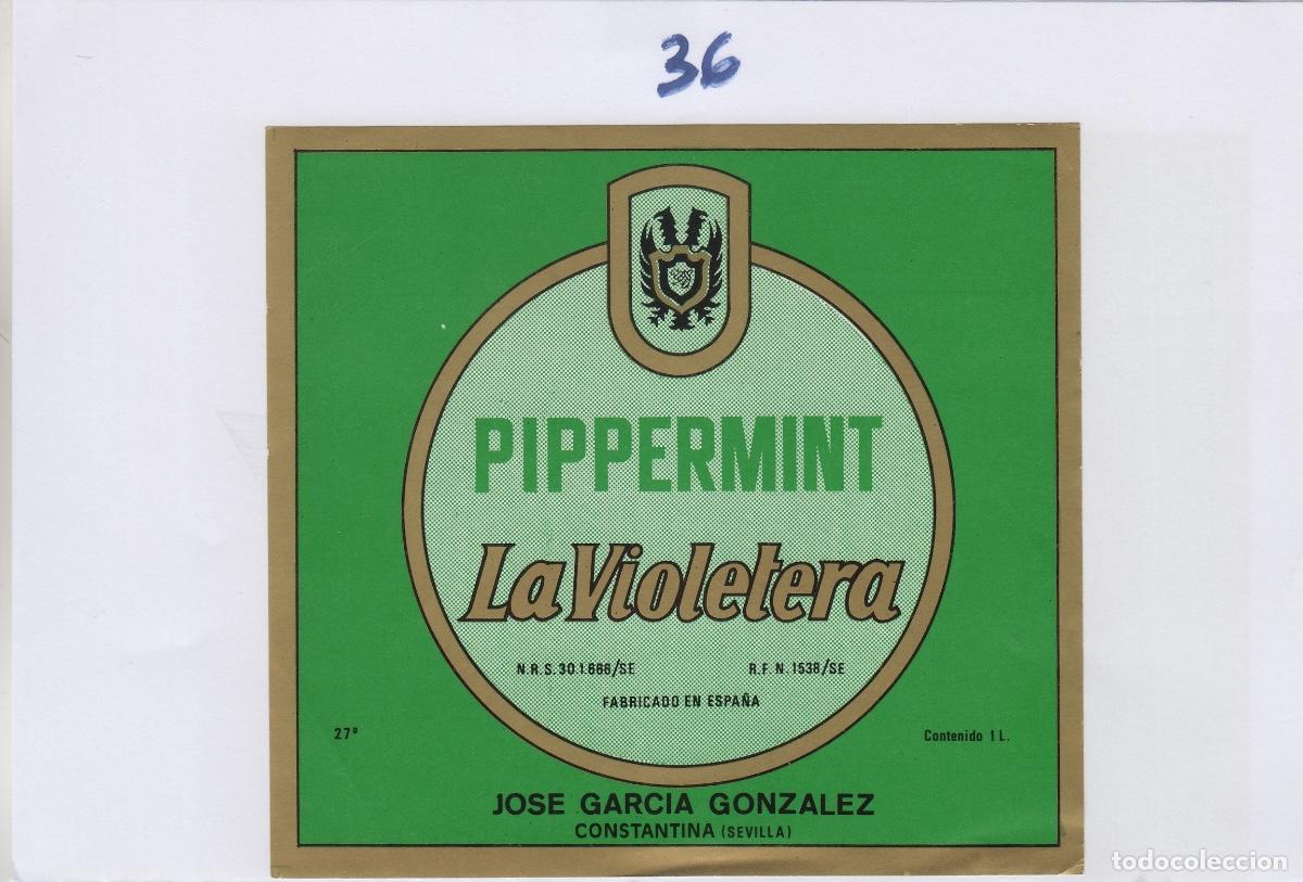 Alte Etiketten: JOSE GARC&Iacute;A GONZ&Aacute;LEZ , CONSTANTINA ( SEVILLA ) PIPPERMINT LA VIOLETERA ETIQUETA DE VINO ref 36