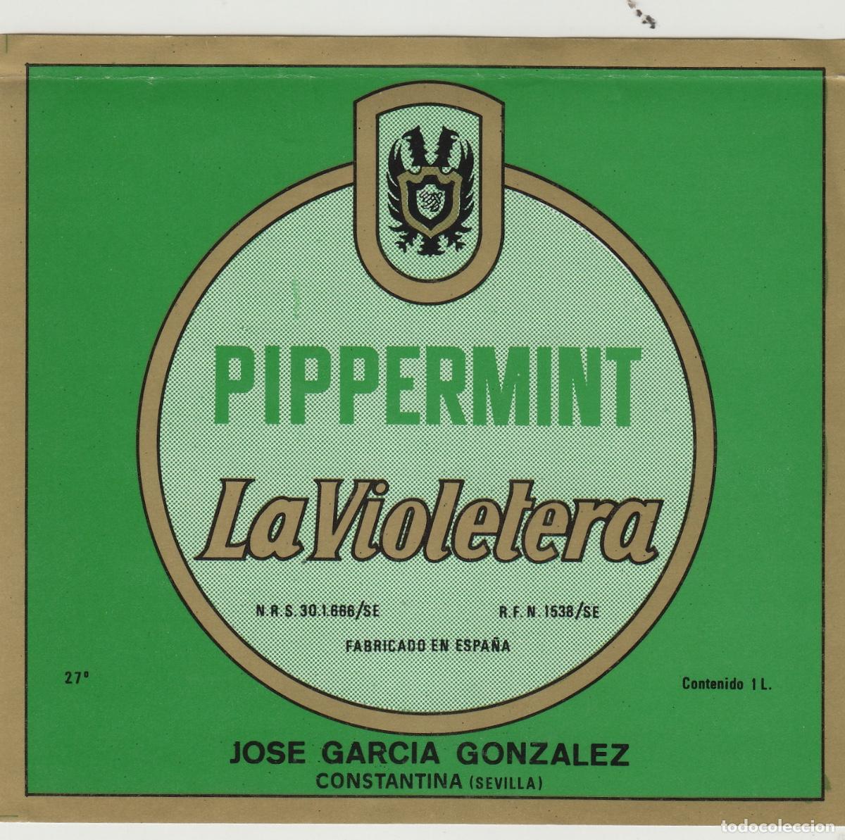 Alte Etiketten: JOSE GARC&Iacute;A GONZ&Aacute;LEZ , CONSTANTINA ( SEVILLA ) PIPPERMINT LA VIOLETERA ETIQUETA DE VINO ref 36