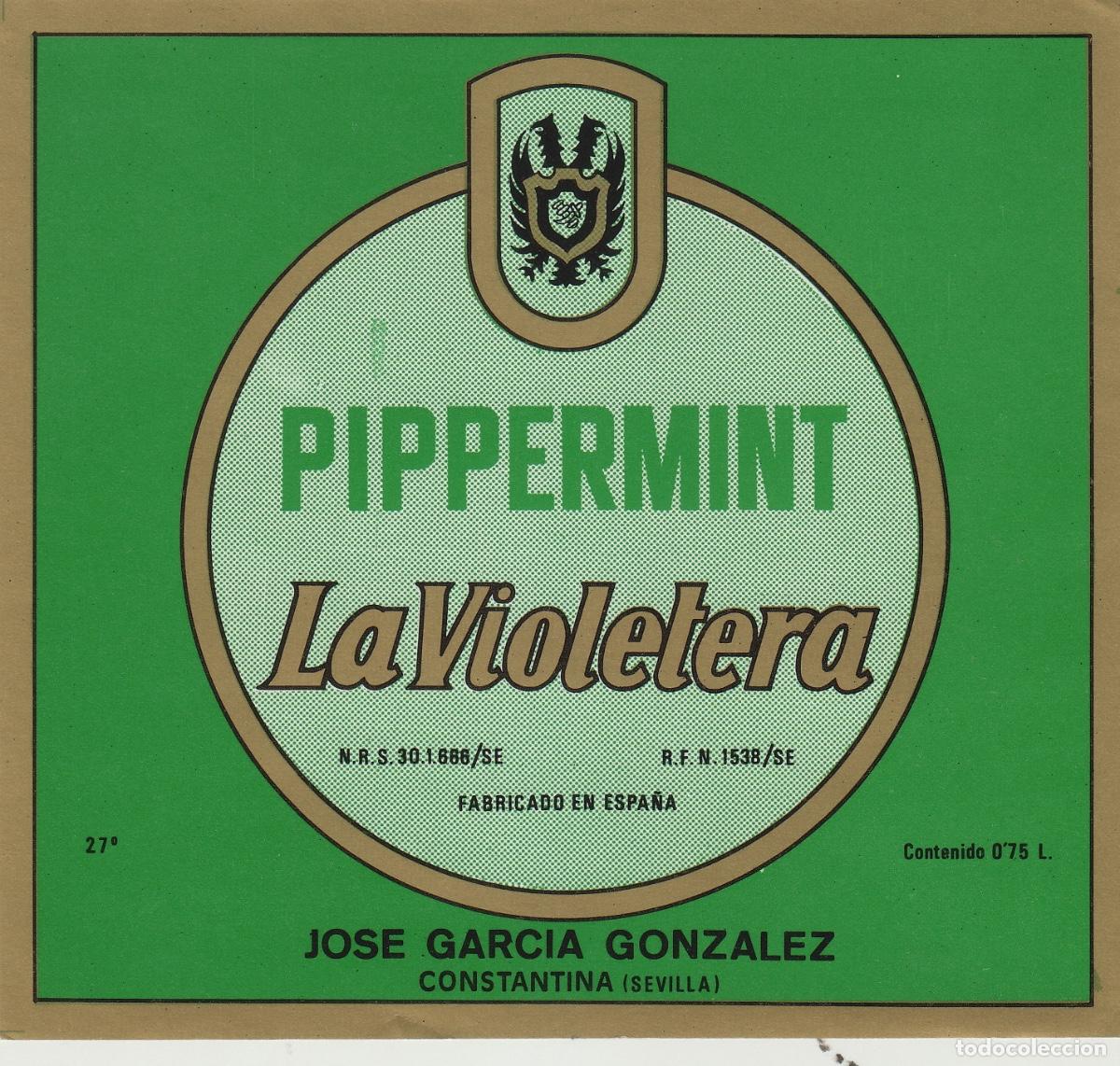 Alte Etiketten: JOSE GARC&Iacute;A GONZ&Aacute;LEZ , CONSTANTINA ( SEVILLA ) PIPPERMINT LA VIOLETERA ETIQUETA DE VINO ref 36