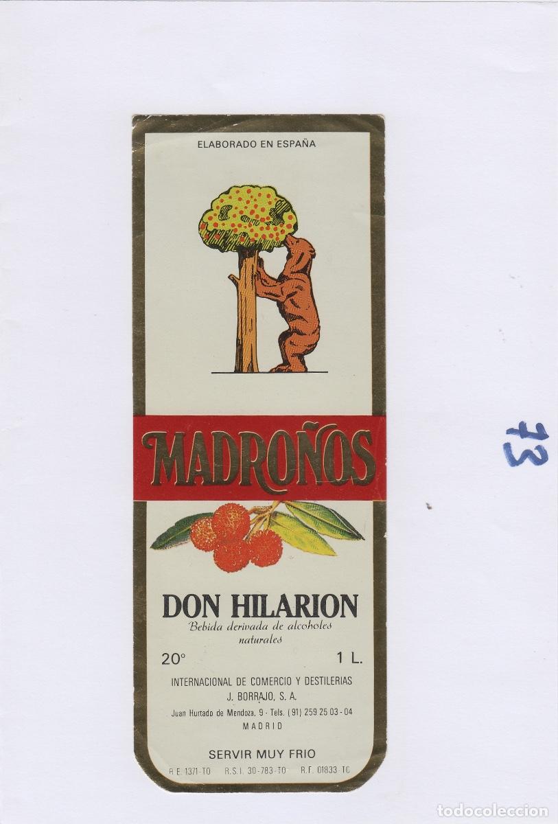 &Eacute;tiquettes anciennes: J. BORRAJO , MADRID . LICOR DON HILARION MADRO&Ntilde;OS . - ETIQUETA DE VINO ref 73