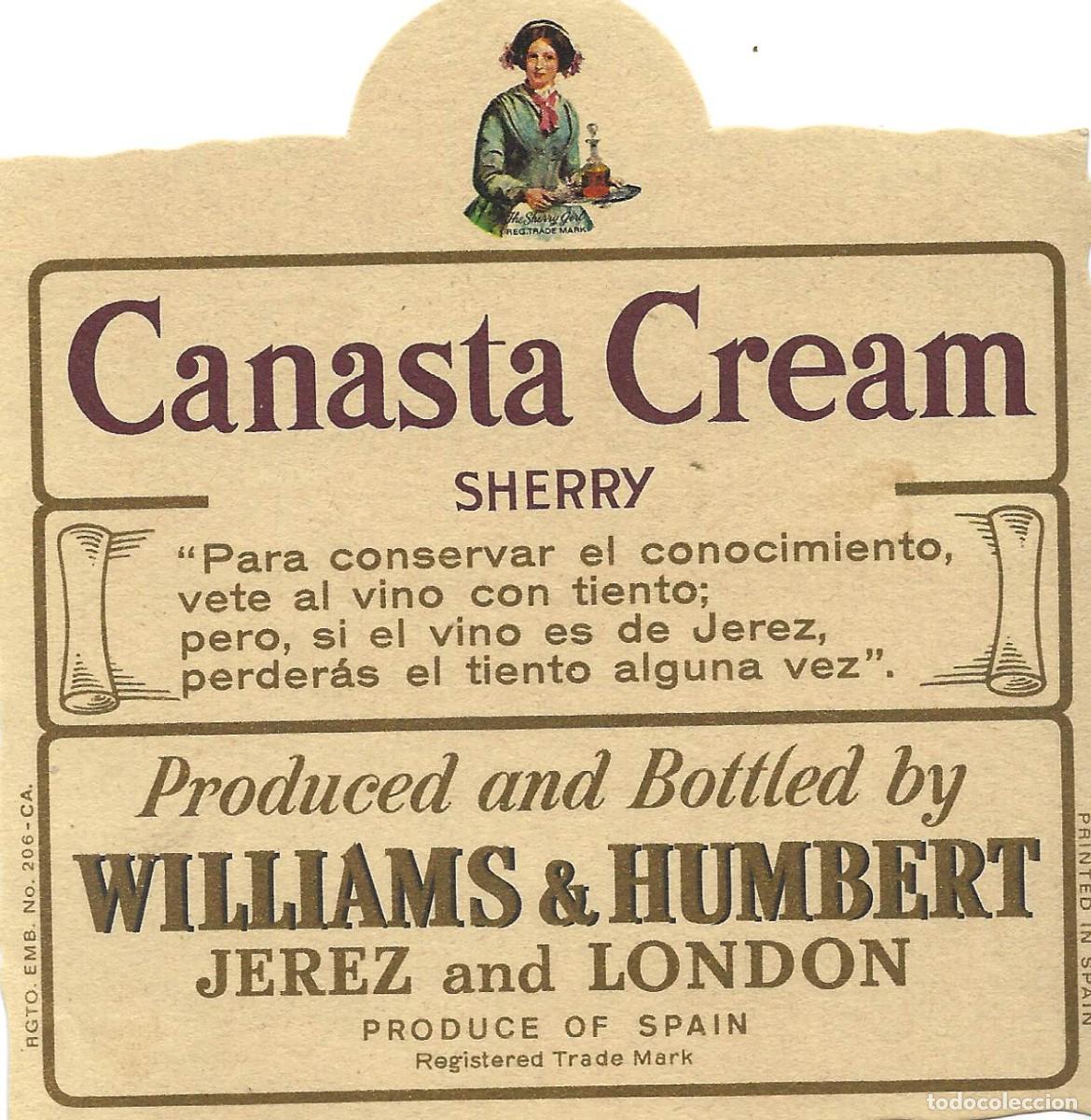 Etiquetas antiguas: E652 BODEGAS WILLIAMS & HUMBERT-CREAM - Foto 1