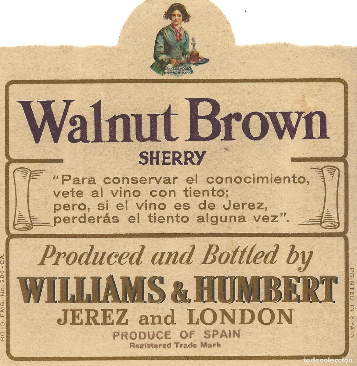 Etiquetas antiguas: E656 BODEGAS WILLIAMS & HUMBERT-JEREZ WALNUT BROWN - Foto 1