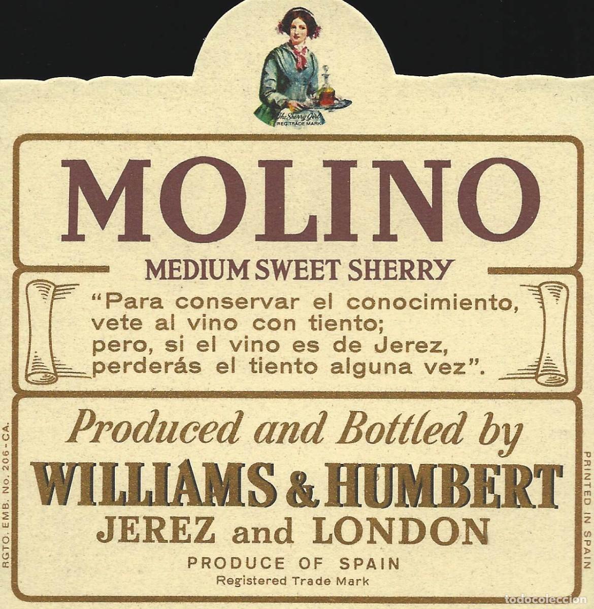 Etiquetas antiguas: E2010 BODEGAS WILLIAMS & HUMBERT-MEDIUM MOLINO - Foto 1